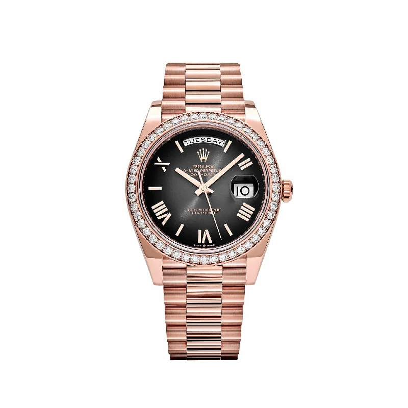 Find Iconic Rolex Watches for Every Wrist –Rolex Day-Date 228345RBR Rose Gold Diamond Bezel Slate Ombre Dial