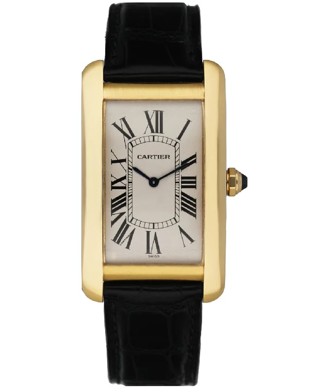 Shop Cartier Watches for the Perfect Timepiece –Cartier Tank Americaine Large 1735 18k Yellow Gold  Mens Watch