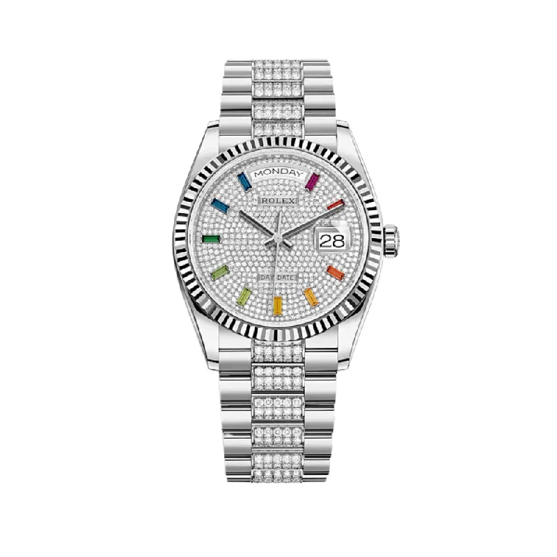 Timeless Rolex Watches Available Now –Rolex Day-Date 128239 White Gold Diamond-Paved Dial