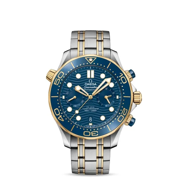 Shop Omega Watches for the Modern Luxury Collector –Omega Seamaster 44mm Watch - Ref: 210.20.44.51.03.001 - Blue Index Dial, Two Tone Stainless Steel & 18K Yellow Gold Bracelet