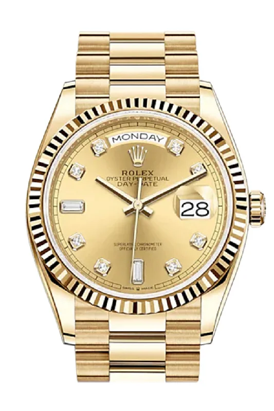 Find Rolex Watches with Legendary Status –ROLEX Day-Date 36 Champagne Diamond Dial 18K Yellow Gold Watch 128238