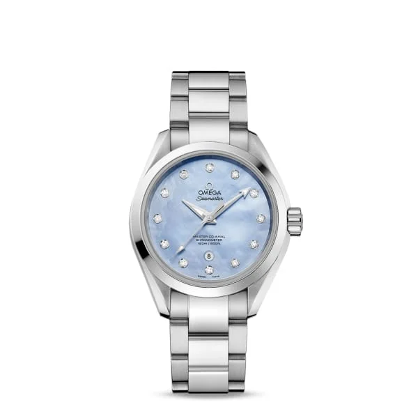 Omega Watches: Precision and Style in Every Model –Omega Seamaster 34mm Watch - Ref: 231.10.34.20.57.002 - Blue Mother of Pearl Diamond Index Dial, Stainless Steel Bracelet