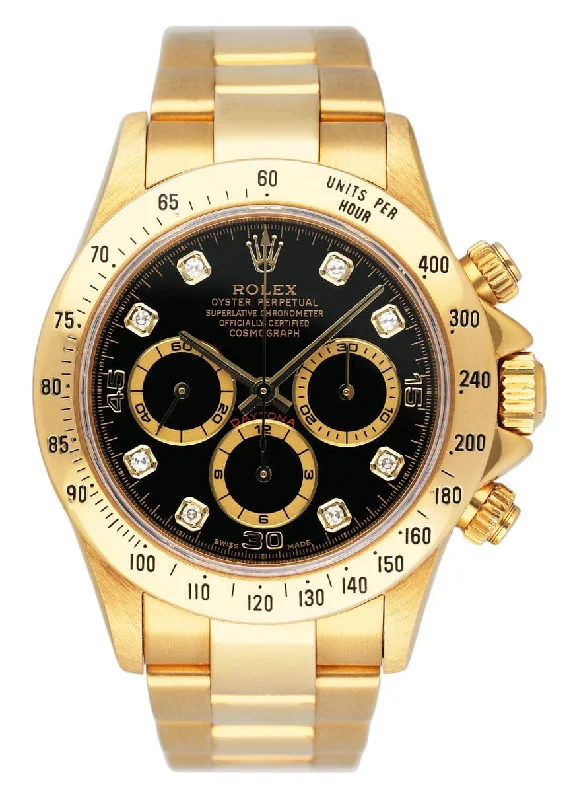 Shop Rolex Watches for Iconic Designs –Rolex Daytona 16528 Zenith Black Diamond Dial Mens Watch