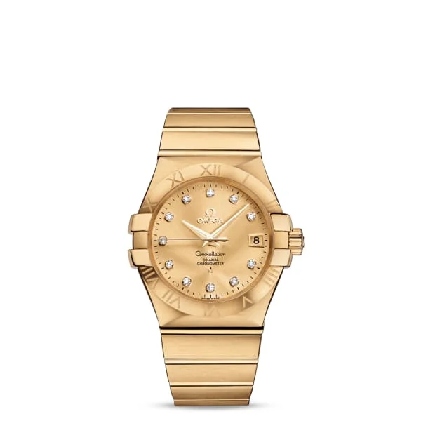 Omega Watches: Crafted for Enduring Quality –Omega Constellation 35mm Watch - Ref: 123.50.35.20.58.001 - Champagne Diamond Index Dial, 18K Yellow Gold Bracelet