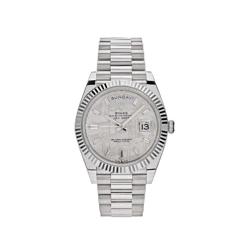 Discover Rolex Watches for Timeless Performance –Rolex Day-Date 228239 White Gold Meteorite Diamond Dial