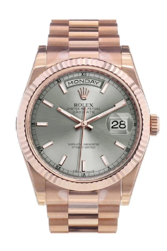 Find Your Perfect Rolex Watch for Every Occasion –Rolex Day-Date 36 Rhodium Dial Fluted Bezel President Everose Gold Watch 118235