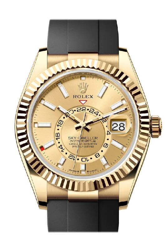 Shop Iconic Rolex Watches Today –Rolex Sky Dweller 42 Champagne Dial Yellow Gold Mens Watch 336238