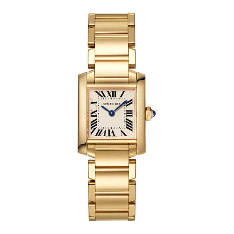 Shop Cartier Watches for Timeless Luxury –Cartier Tank Francaise 25mm Women's watch - Ref: WGTA0031 - Silver Roman Dial, 18K Yellow Gold Bracelet