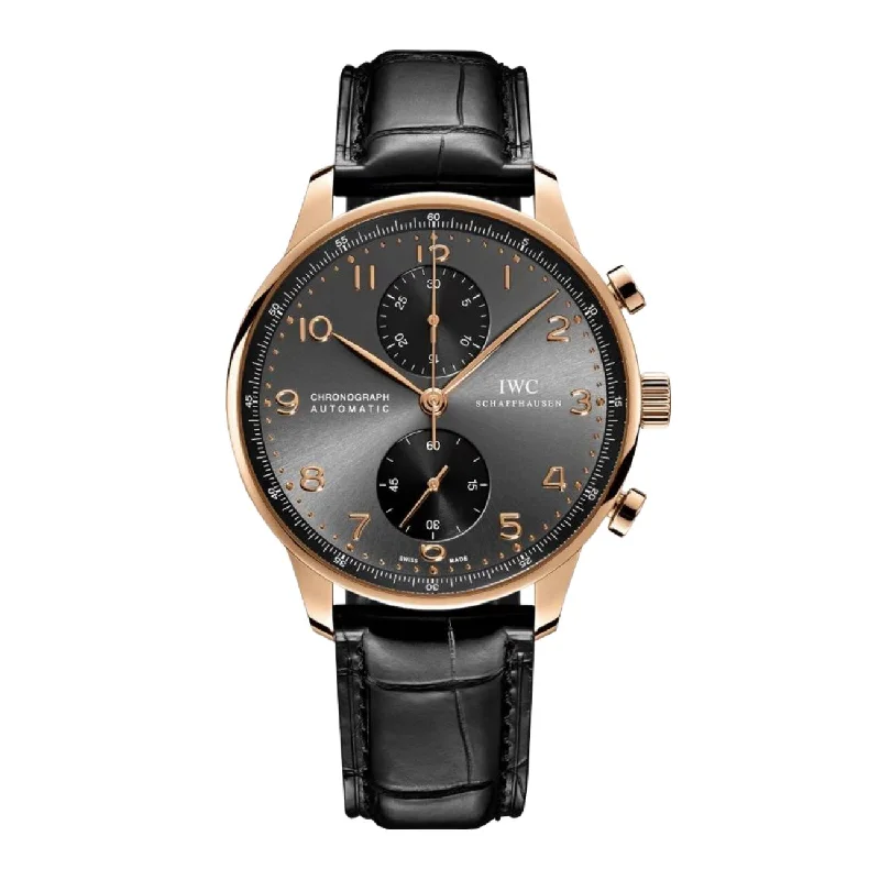 Shop IWC Watches for Unique Designs –IWC Portuguese Automatic Chronograph, 40.9 mm, 18k Rose Gold, Grey dial, Watch IW371482