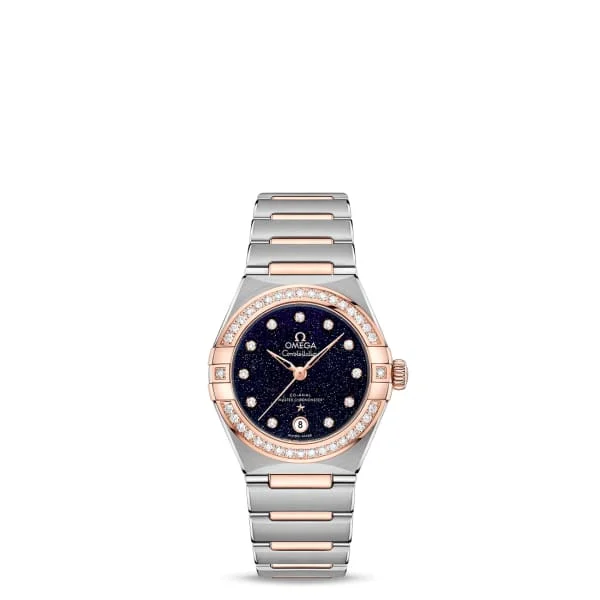 Omega Watches: Precision Crafted for You –Omega Constellation 29mm Watch - Ref: 131.25.29.20.53.002 - Blue Diamond Index Dial & Diamond Bezel, Two Tone Stainless Steel & 18K Rose Gold Bracelet