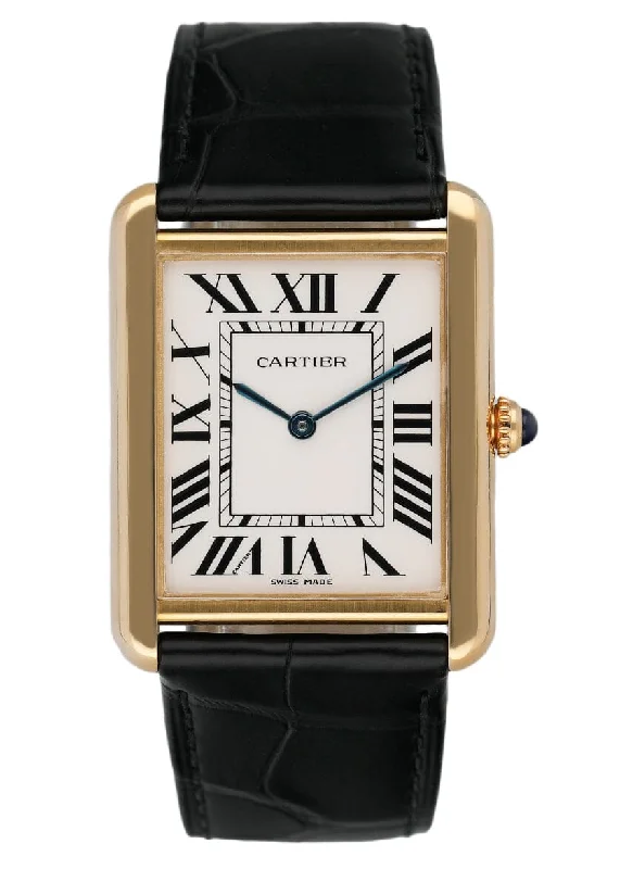 Shop Cartier Watches for Iconic Design –Cartier Tank Solo W1018855 Large Size 18K Yellow Gold Watch