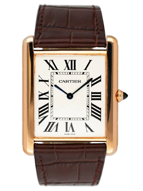 Find the Best Cartier Watches Online –Cartier Tank Louis XL W1560017 18K Rose Gold Mens Watch Box Papers