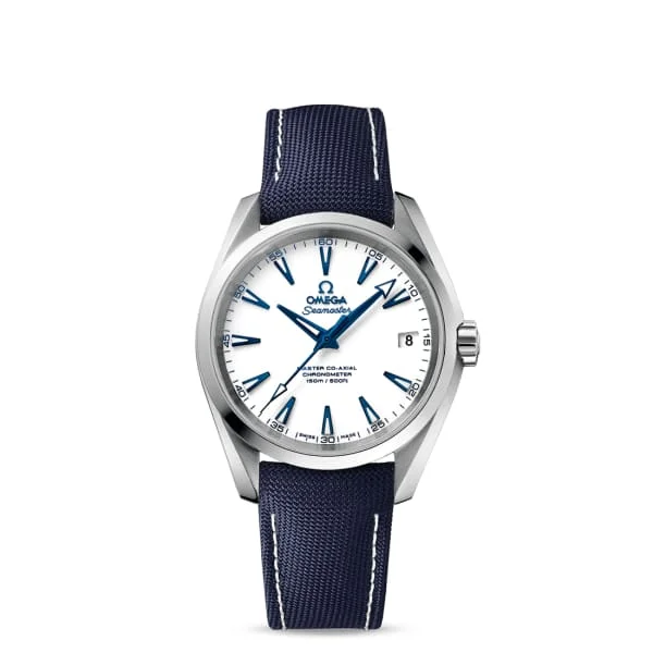 Omega Watches: Swiss Precision and Elegance –Omega Seamaster 39mm Watch - Ref: 231.92.39.21.04.001 - White Index Dial in Titanium Case, Blue Fabric Strap