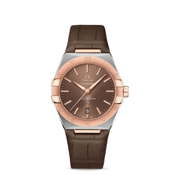 Discover Omega Watches for Ultimate Craftsmanship –Omega Constellation 39mm Watch - Ref: 131.23.39.20.13.001 - Brown Index Dial & 18K Rose Gold Bezel, Brown Leather Strap