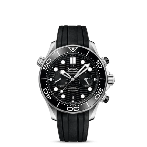 Shop Omega Watches for Timeless Luxury –Omega Seamaster 44mm Watch - Ref: 210.32.44.51.01.001 - Black Index Dial, Black Rubber Strap