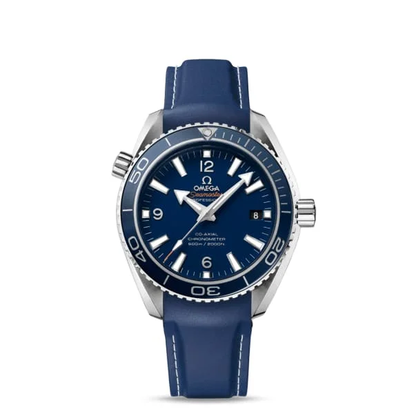 Shop Omega Watches for Iconic Swiss Designs –Omega Seamaster 42mm Watch - Ref: 232.92.42.21.03.001 - Blue Index Dial in Titanium Case, Blue Rubber Strap