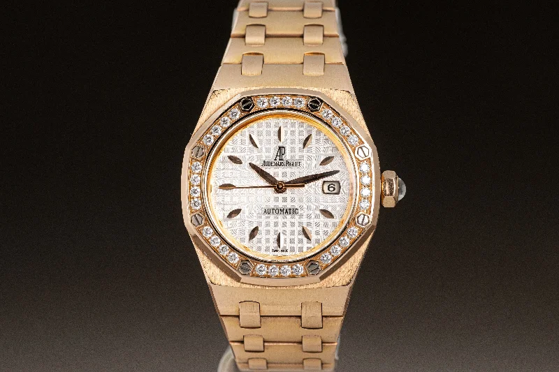 Timeless Rolex Watches Available Now –Audemars Piguet Model 67451OR 18k Rose Gold Royal Oak w/ Factory Diamond Bezel