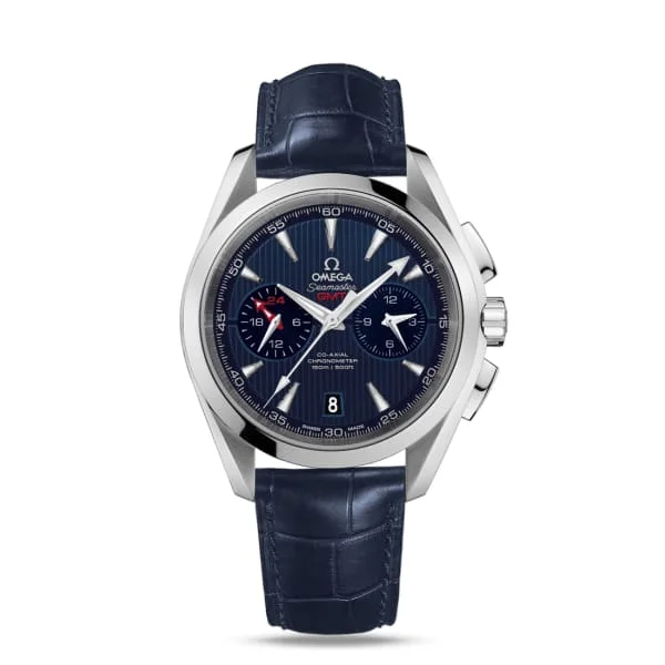 Discover Omega Watches for Every Occasion –Omega Seamaster 43mm Watch - Ref: 231.13.43.52.03.001 - Blue Chronograph Index Dial, Blue Leather Strap