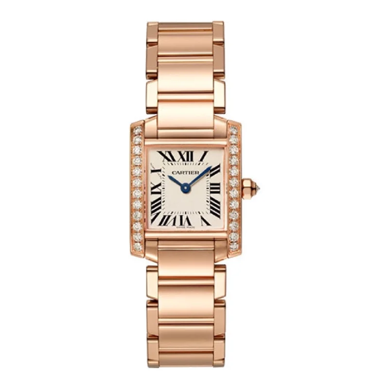 Classic Cartier Watches for Every Wrist –Cartier Tank Francaise 25.7mm Women's watch - Ref: WJTA0022 - Silver Roman Dial & Diamond Bezel, 18K Rose Gold Bracelet