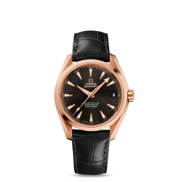 Find Rare Omega Watches for Sale –Omega Seamaster 39mm Watch - Ref: 231.53.39.21.06.003 - Black Index Dial in 18K Rose Gold Case, Black Leather Strap