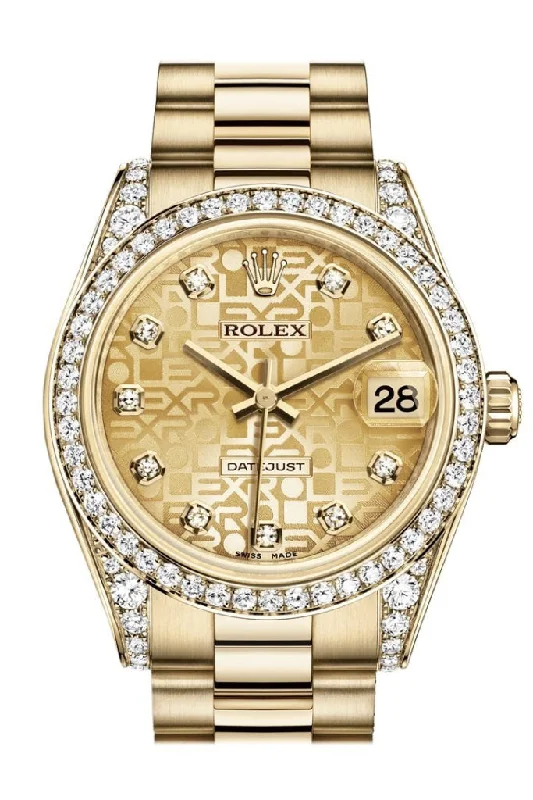 Rolex Watches: Craftsmanship You Can Trust –Rolex Datejust 31 Champagne Jubilee Diamond Dial Diamond Bezel Lug 18K Yellow Gold President Ladies Watch 178158 Pre-owned