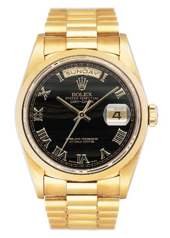 Shop the Best Rolex Watches Available Online –Rolex Day-Date 18208 Ferrite Dial Yellow Gold Mens Watch Box Papers