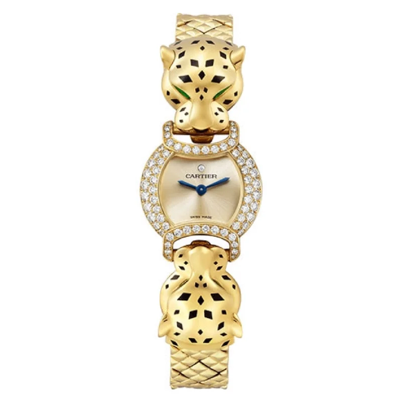 Discover the Timeless Charm of Cartier Watches –Cartier Panthere de Cartier 22.2mm Women's watch - Ref: HPI01441 - Gold Dial & Diamond Bezel, 18K Yellow Gold Bracelet