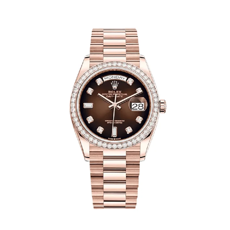 Rolex Watches for Those Who Appreciate Quality –Rolex Day-Date 128345RBR Rose Gold Diamond Bezel Brown Diamond Dial