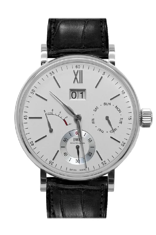 Find Rare IWC Watches Online –IWC Portofino Day Date Silver-Plated Dial 8 Day Power Reserve 45mm Men's Watch IW516201