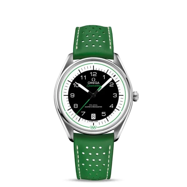 Shop Omega Watches for Classic Designs –Omega Seamaster 40mm Watch - Ref: 522.32.40.20.01.005 - Black Index Dial, Green Leather Strap