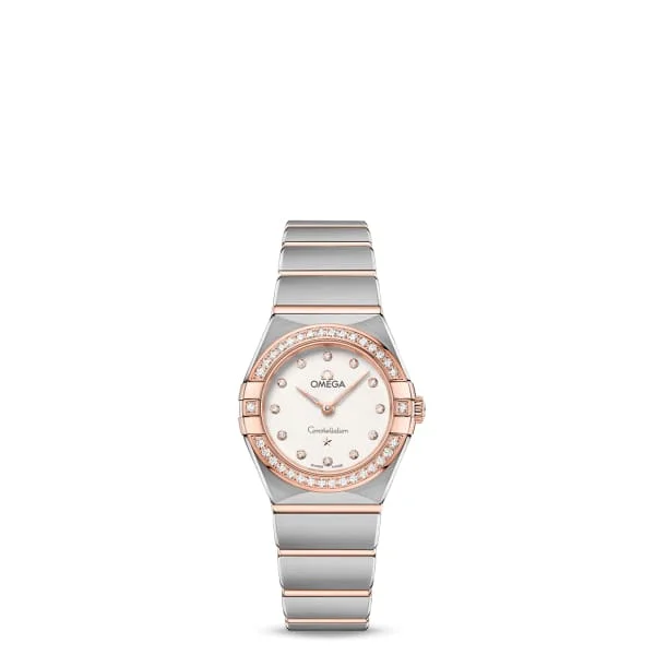 Omega Watches: Precision and Luxury in Every Watch –Omega Constellation 25mm Watch - Ref: 131.25.25.60.52.001 - Silver Diamond Index Dial & Diamond Bezel, Two Tone Stainless Steel & 18K Rose Gold Bracelet