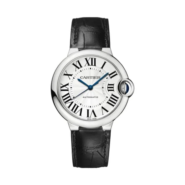 Cartier Watches: Iconic Designs for Timeless Style –Cartier Ballon Bleu de Cartier 36.6mm Watch - Ref: W69017Z4 - Silver Roman Dial, Black Alligator Strap