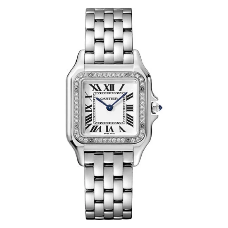 Shop Cartier Watches for Lasting Value and Quality –Cartier Panthere de Cartier 37mm Watch - Ref: W4PN0008 - Silver Roman Dial & Diamond Bezel, Stainless Steel Bracelet