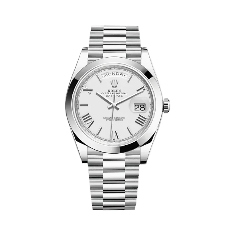 Shop Rolex Watches with Classic Appeal –Rolex Day-Date 228206 Platinum White Dial