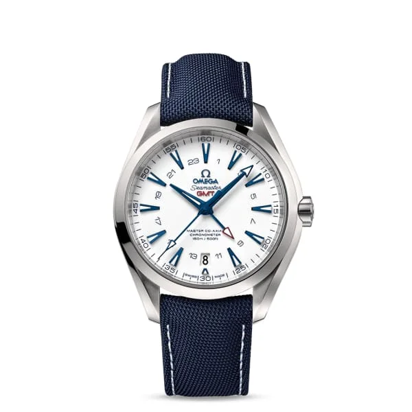 Find Omega Watches with Classic Appeal –Omega Seamaster 43mm Watch - Ref: 231.92.43.22.04.001 - White Index Dial in Titanium Case, Blue Fabric Strap