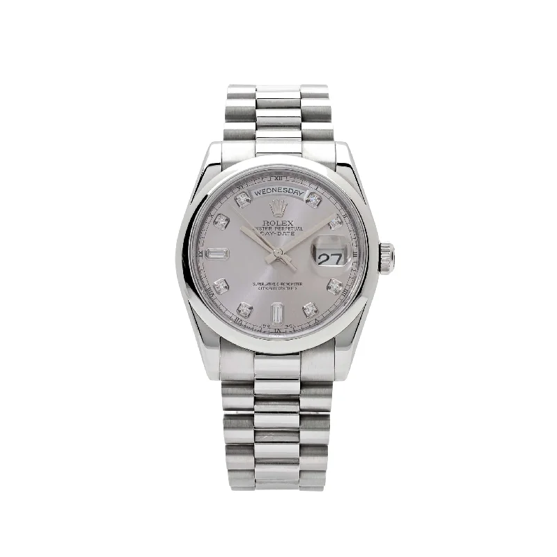 Discover Your Perfect Rolex Watch Today –Rolex Day-Date ⁠118206 Platinum Silver Diamond Dial