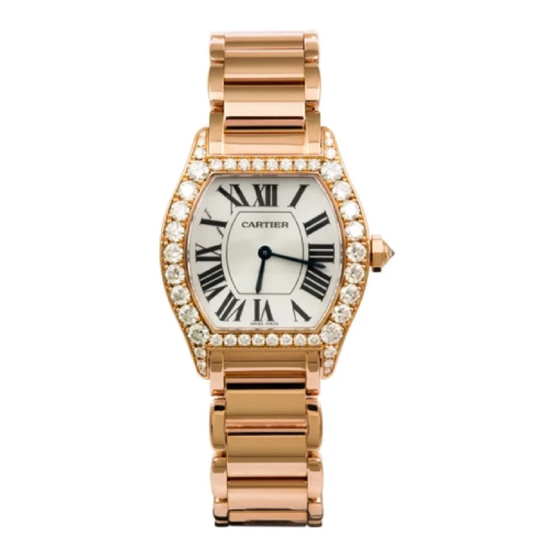 Cartier Watches: Where Tradition Meets Luxury –Cartier Cartier Tortue 34mm Watch - Ref: WA50703I - Silver Roman Dial & Diamond Bezel, 18K Rose Gold Bracelet