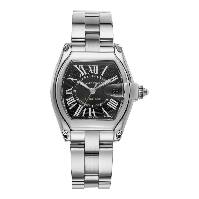 Cartier Watches: Built to Last a Lifetime –Cartier Roadster 44.3mm Watch - Ref: W62041V3 - Black Roman Dial, Stainless Steel Bracelet