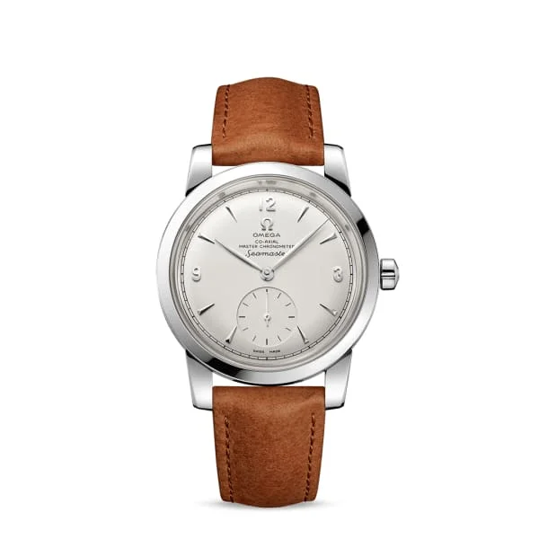 Discover Omega Watches with Legendary Craftsmanship –Omega Seamaster 38mm Watch - Ref: 511.12.38.20.02.001 - Silver Chronograph Index Dial, Brown Leather Strap