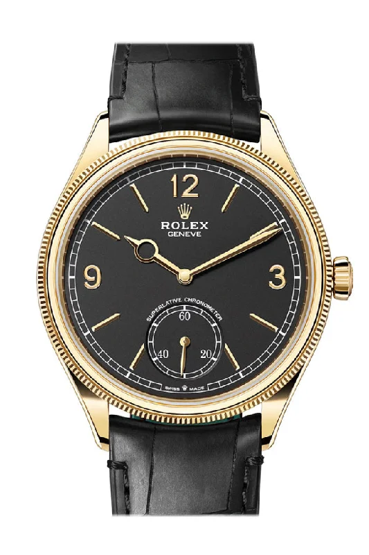 Shop Rare Rolex Models for Your Collection –Rolex 1908 39mm Black Dial Yellow Gold Men's Watch 52508