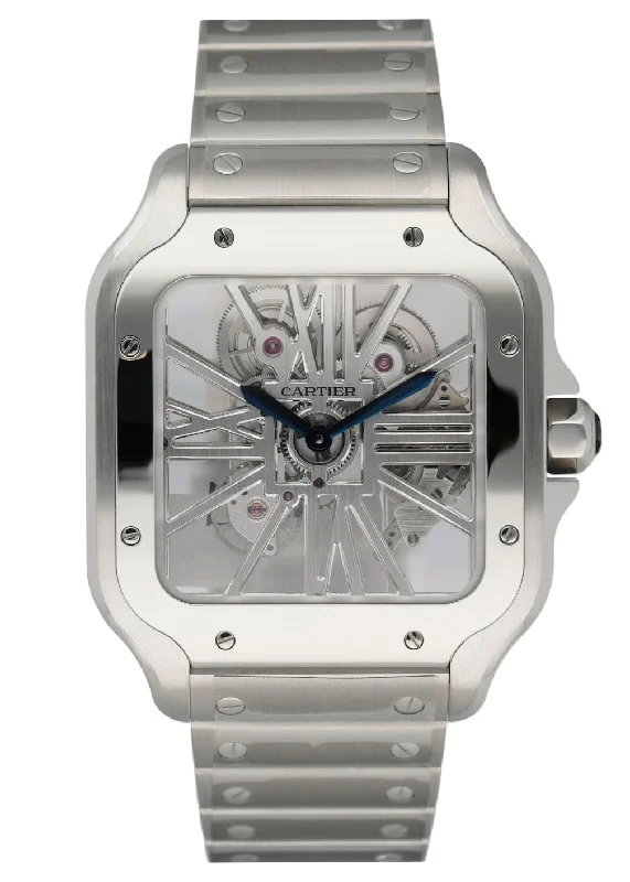 Discover Cartier’s Iconic Timepieces Now –Cartier Santos Skeleton WHSA0015 Large Mens Watch Box & Papers