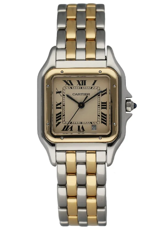 Discover Luxury Cartier Watches Now –Cartier Panthere 83949 Two Row Midsize Watch With Box