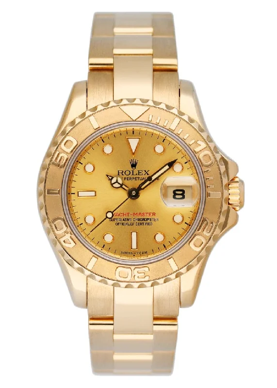 Explore the Latest Rolex Models –Rolex Yacht Master 69628 Champagne Dial 18K Yellow Gold Ladies Watch