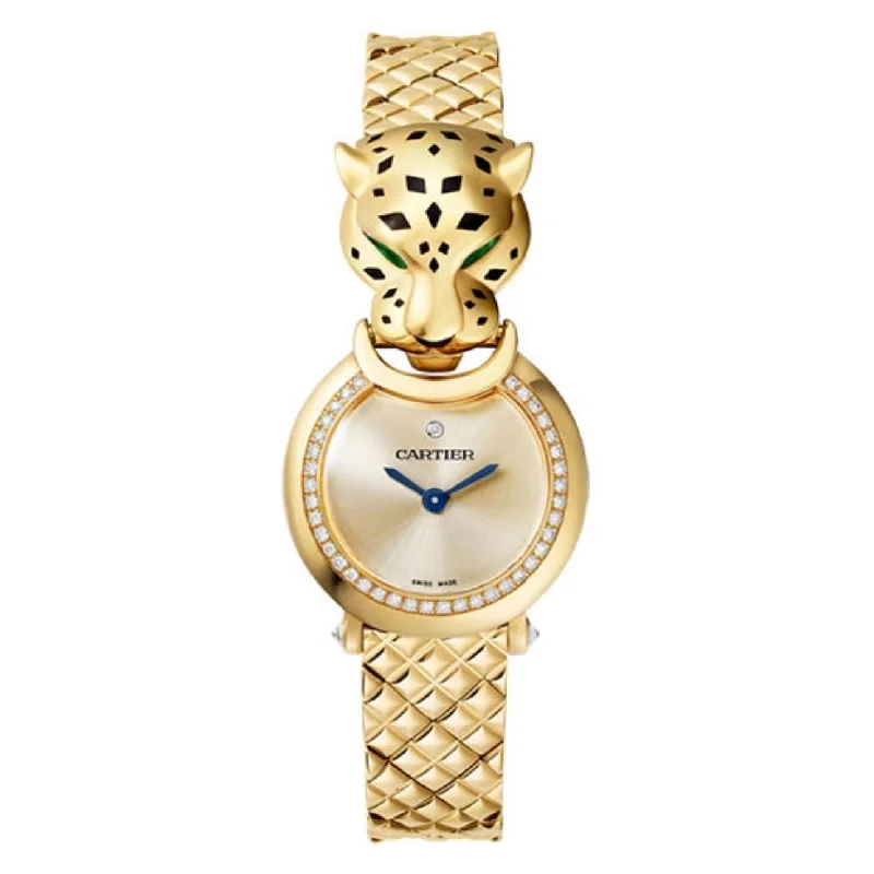 Find Exclusive Cartier Timepieces for Sale –Cartier Panthere de Cartier 23.6mm Women's watch - Ref: HPI01380 - Gold Dial & Diamond Bezel, 18K Yellow Gold Bracelet