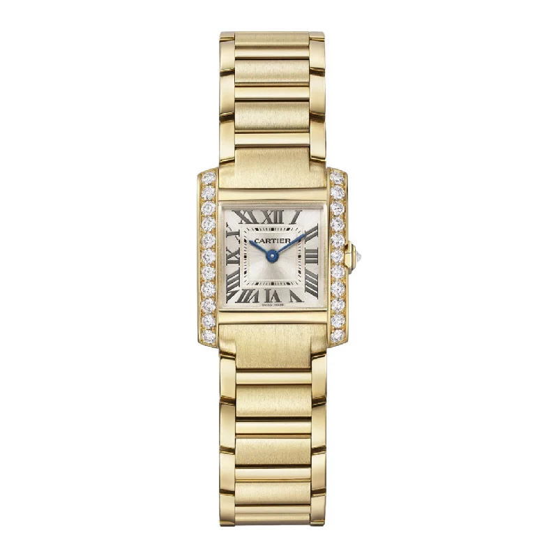 Discover Rare Cartier Timepieces –Cartier Tank Francaise 25.7mm Women's watch - Ref: WJTA0039 - Gold Roman Dial & Diamond Bezel, 18K Yellow Gold Bracelet