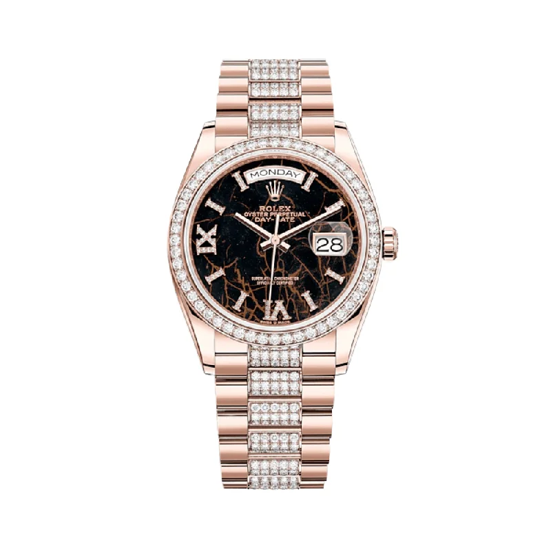 Find Rolex Watches for Timeless Luxury –Rolex Day-Date 128345RBR Rose Gold Diamond Bezel Eisenkiesel Diamond Dial