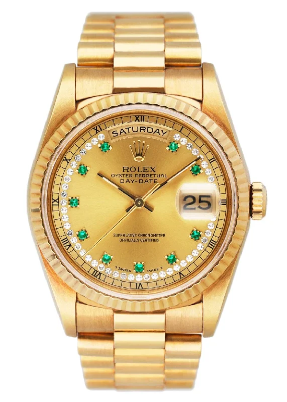 Discover Legendary Rolex Watches –Rolex Day Date 18238 Emerald Diamond Dial Mens Watch