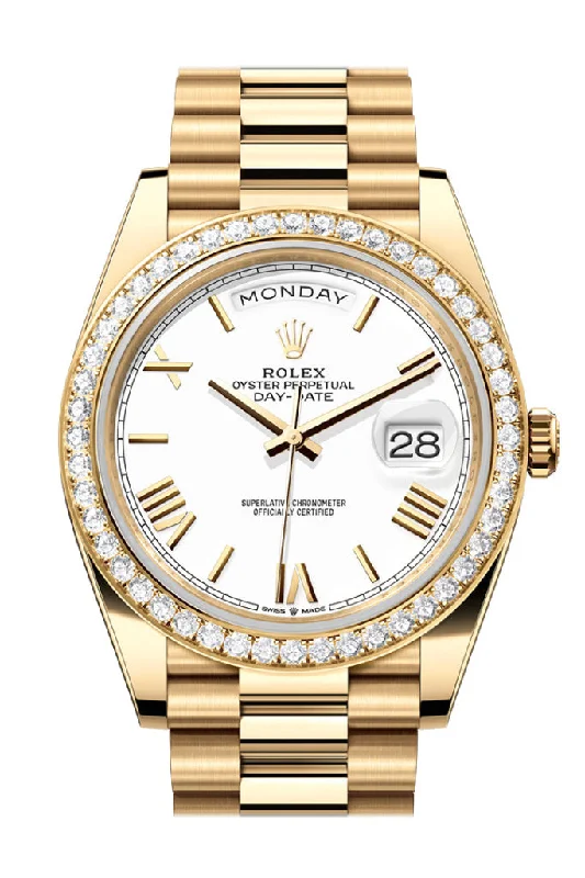 Explore Rolex Watches for Enduring Style –Rolex Day-Date 40 White Roman Dial Yellow Gold President Men's Watch 228348RBR 228348