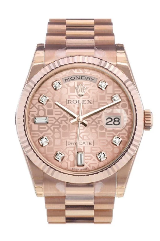 Shop Rolex Watches for Timeless Elegance –Rolex Day-Date 36 Pink Jubilee design set with diamonds Dial Fluted Bezel President Everose Gold Watch 118235