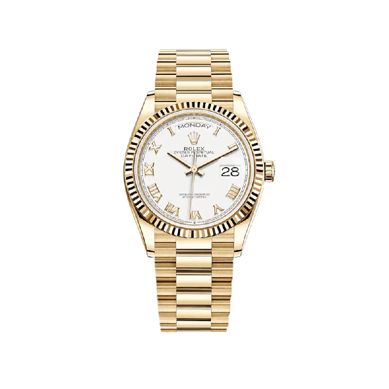 Discover Rolex Watches for a Lifetime of Luxury –Rolex Day-Date 128238 Yellow Gold White Dial